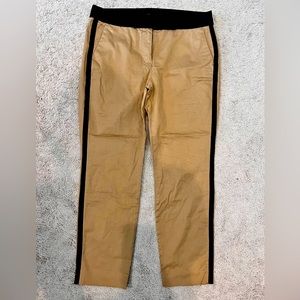 J. Crew Bow Detail Camel Ankle Pant with Black Side Striping. Size 10